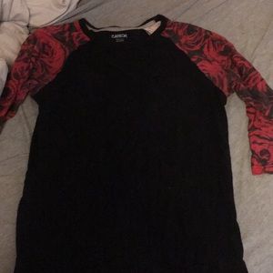 Black shirt roses on 3/4 sleeve rue21